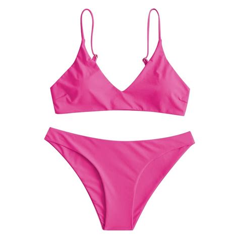 Osyard Women S Solid Spaghetti Strap Bralette Bikini Set Two Swimsuit Walmart