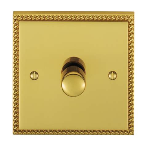 Eurolite Georgian Polished Brass 1 Gang 250w Led Dimmer Switch With Matching Knob Ukes