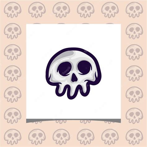 Милый череп в мультяшном стиле векторные иллюстрации | Премиум векторы