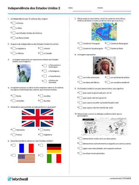 Atividade Sobre A Independencia Dos Estados Unidos - Questões sobre a Independência dos EUA | PDF | Os Estados Unidos ...