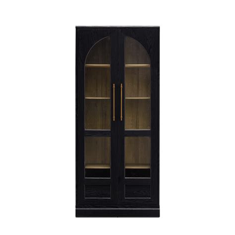 Blake Tall Acrylic Display Cabinet Arched Black Oak Mopio