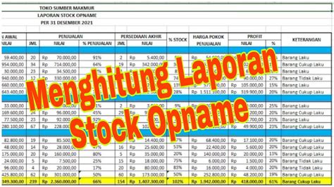 Membuat Laporan Stock Opname Di Microsoft Excel YouTube