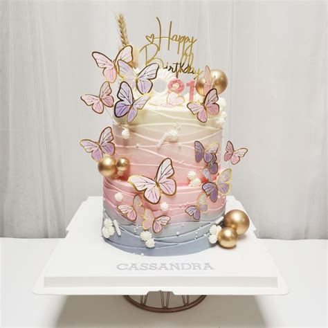 2 Tier Butterfly Cake Butterfly Theme Cake Butterfly Cakes Purple