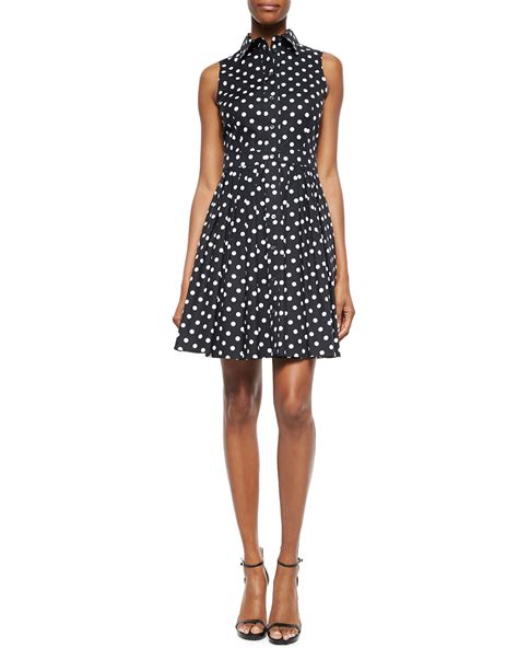 Michael Kors Collection Polka Dot Pleated Shirtdress