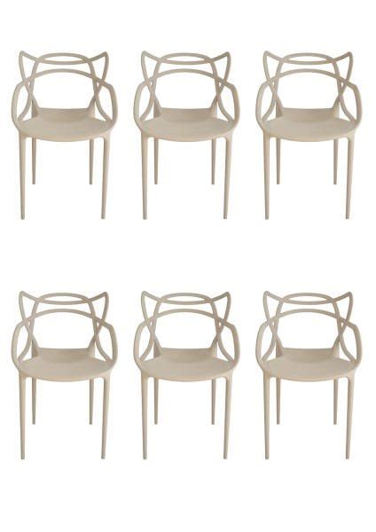 Kit 6 Cadeira Allegra Masters Nude MadeiraMadeira