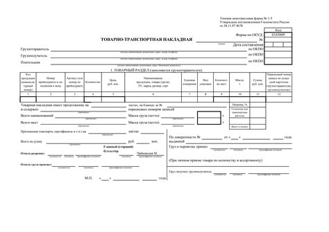 Товарно-транспортная накладная (форма № 1-Т) - КУБ24