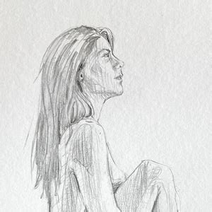 Original Female Nude Figure Pencil Sketch Black And White Graphite Artwork Unique Gift For Her