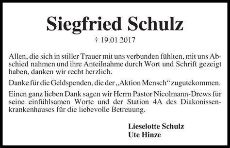 Traueranzeigen Von Siegfried Schulz Trauer Gedenken