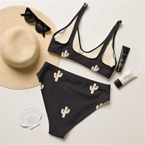 Cactus High Waisted Swimwear Bikini Set Western Succulent Bathing Suit