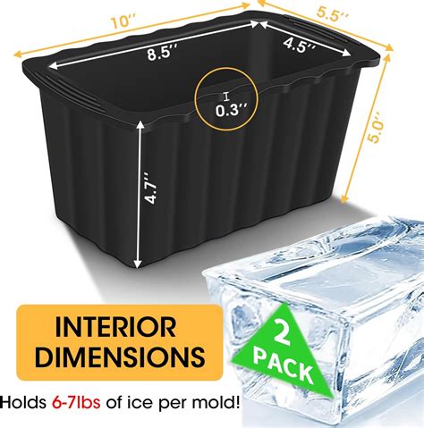 2 Pack Extra Large Ice Block Mold 12lb Giant Ice Cubes Maker For Ice