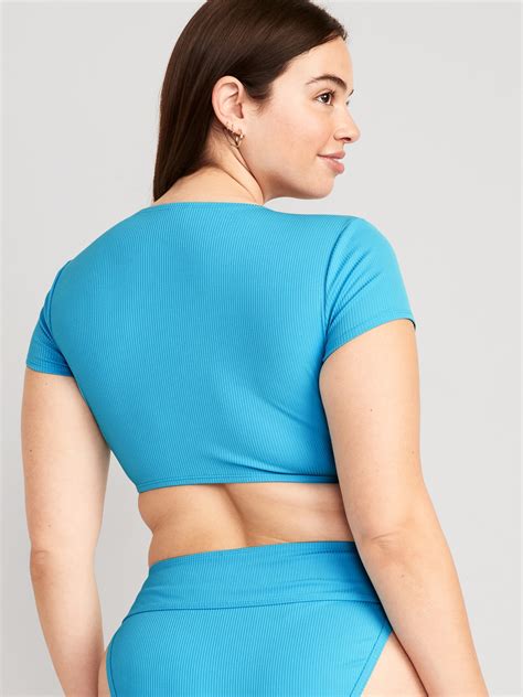 Rib Knit Tie Front Bikini Swim Top Old Navy