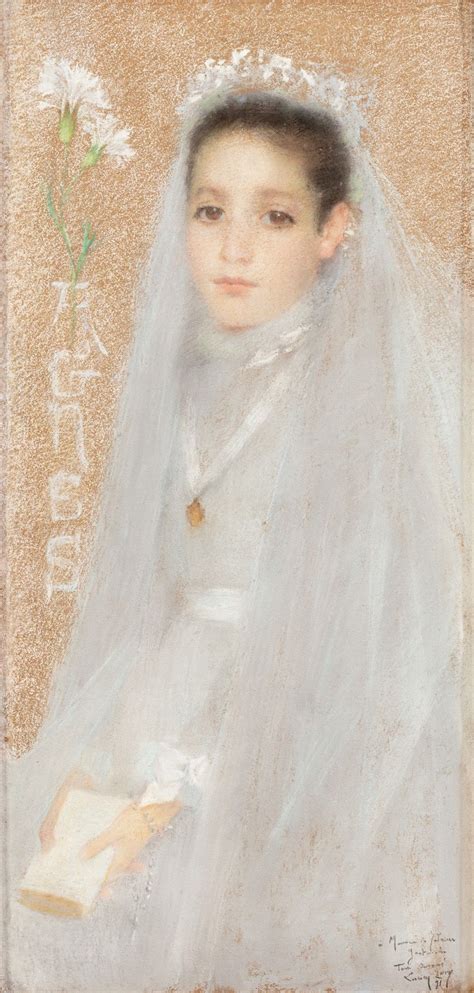 LUCIEN LÉVY DHURMER PORTRAIT OF AGNÈS IN HER COMMUNION DRESS