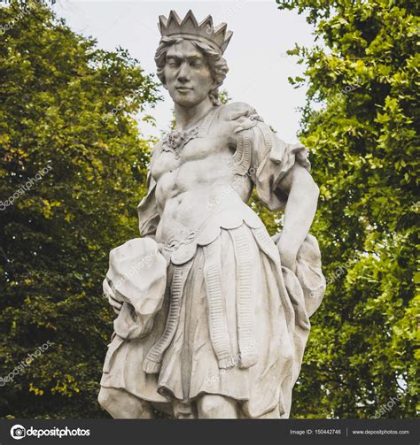 Sandstone Statue In The Saxon Garden Warsaw Poland Stock Photo