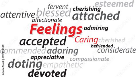 Feeling Caring Vector Lettering Words Synonyms Graphic Concept Vector