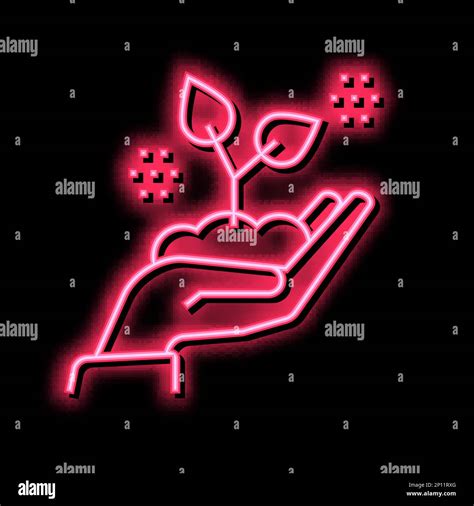 Hand Holding Growing Plant Neon Glow Icon Illustration Stock Vector