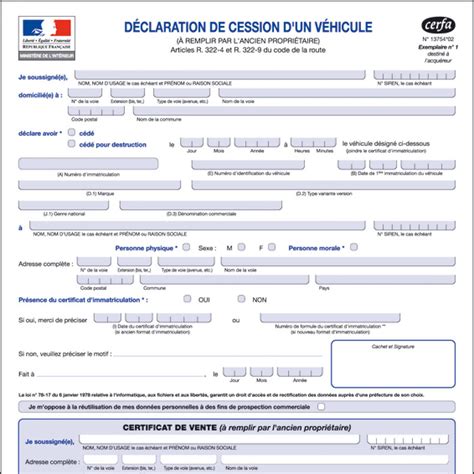 Certificat De Cession D’un Véhicule D’occasion Cerfa – LEKPU