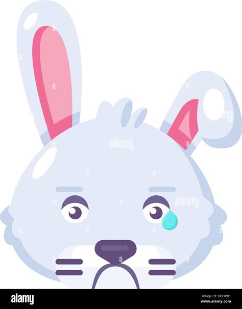 Rabbit Crying Expression Cute Facial Emoji Vector Bunny Furry Animal