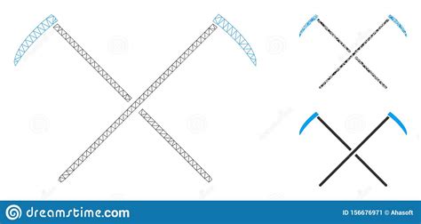 Scythes Vector Mesh Carcass Model Und Dreieck Mosaiksymbol Vektor