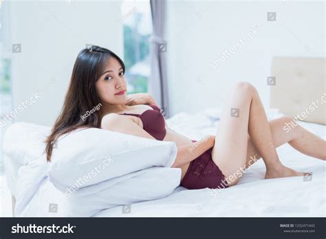 Sexy Asian Woman Lingerie Lying On Stock Photo Shutterstock