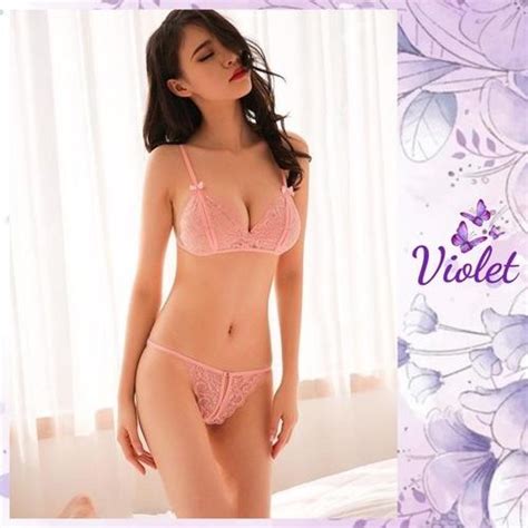 Jual Violet Lingerie Set Bra Dan G String Pakain Seksi Transparant Pita