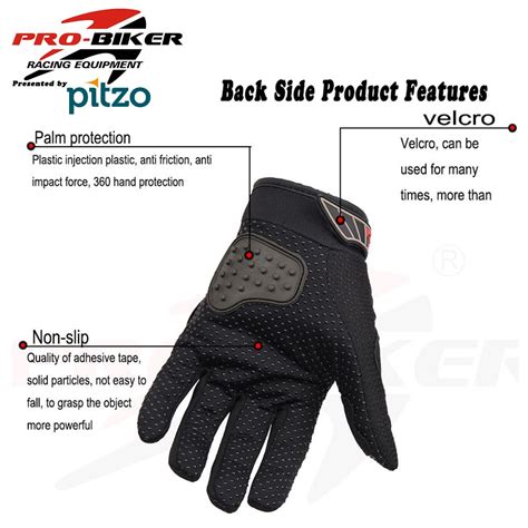 Polyester Pitzo PRO BIKER Full Finger Biker Gloves Red MCS23 At Rs