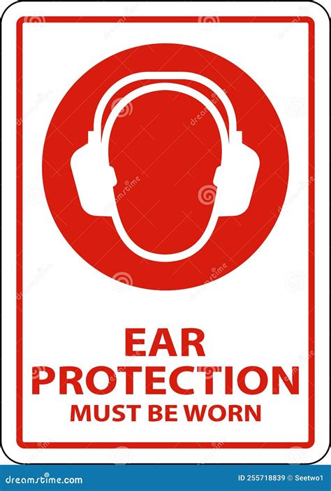 Ear Protection Must Be Worn Sign On White Background Stock Vector