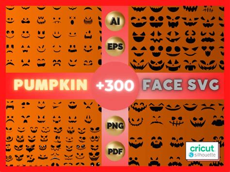 300 Pumpkin Face Svg Bundle 2022 Jack O Lantern Svg Etsy