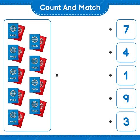 Premium Vector | Count and match, count the number of passport and
