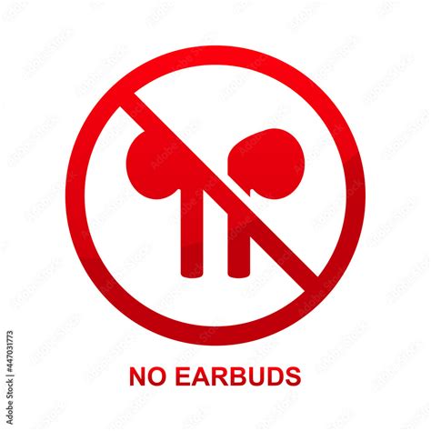 No earbuds sign isolated on white background vector illustration Stock ...