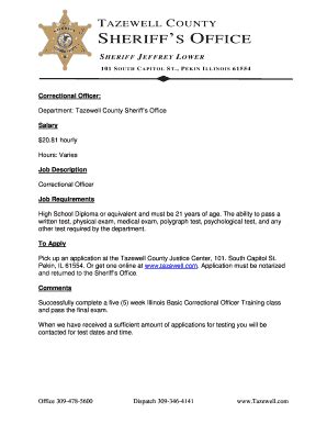 Fillable Online Tazewell County Sheriff S Office Central Illinois