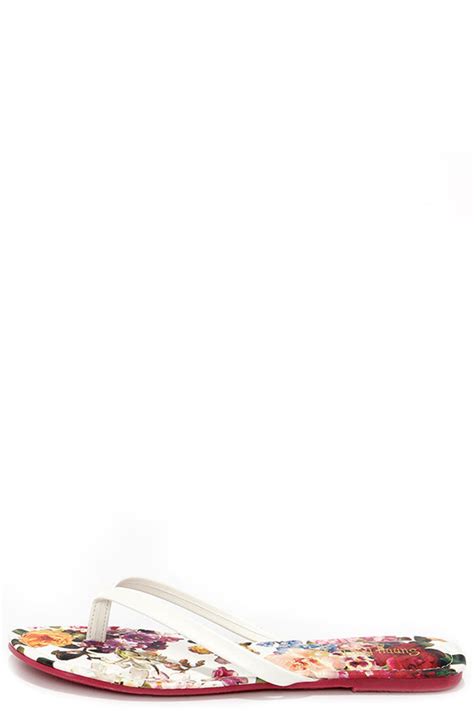 Cute White Flip Flops Floral Flip Flops Thong Sandals 1200 Lulus