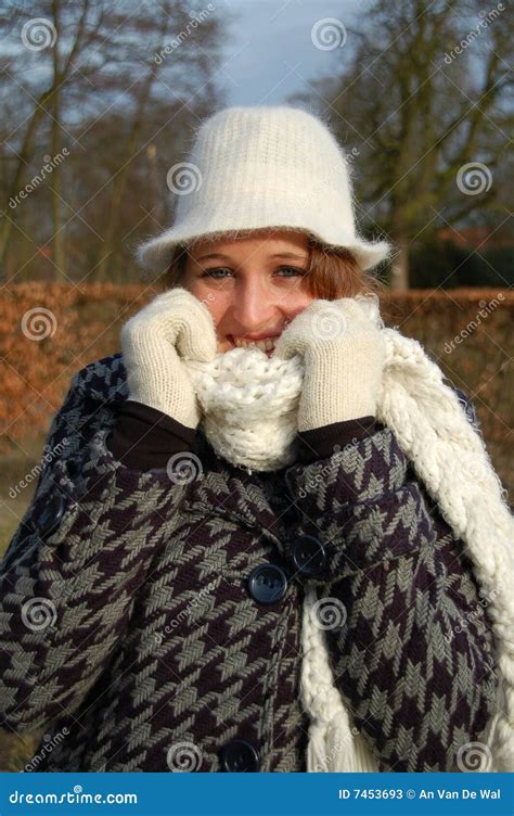 Young Woman On A Wintry Day Stock Image Image Of Pattern Model 7453693