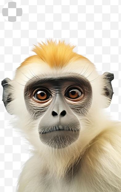 Premium PSD White Monkey Portrait Png Background