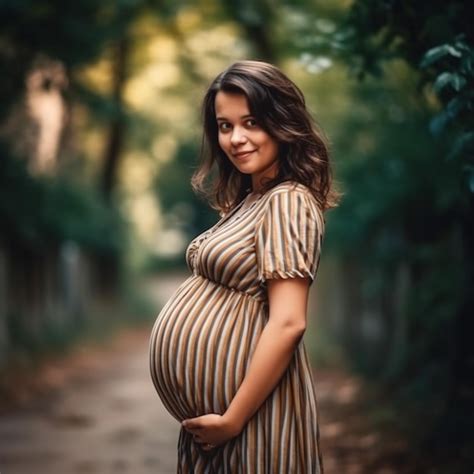 Premium Ai Image Medium Shot Pregnant Woman Posing Outdoors