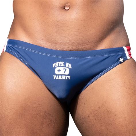 Andrew Christian Phys Ed Varsity Bikini Swim Briefs Navy INDERWEAR