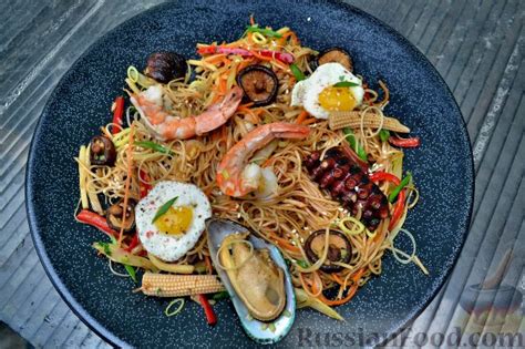 Рецепт: Азиатская лапша с морепродуктами на RussianFood.com