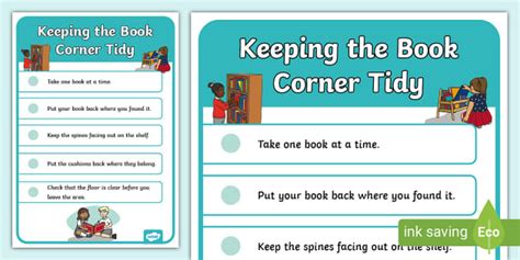 Keeping The Book Corner Tidy Poster Book Corner Rules