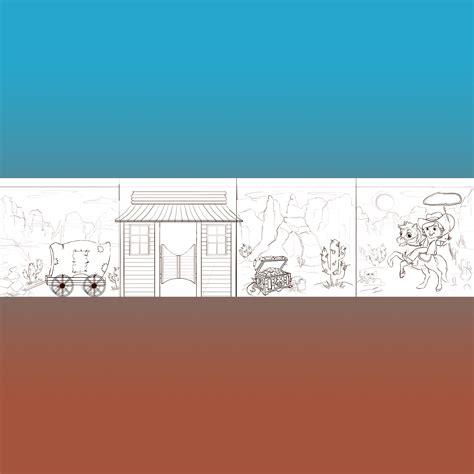 Иллюстрация Дикий запад эскиз в стиле 2d | Illustrators.ru