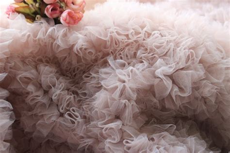 Nude Pink Ruffled Fabric Pleated Fabric For Haute Couture Etsy