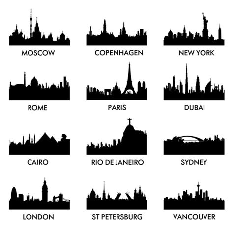 World Famous Cities Silhouettes Vector Set 01 Free Download