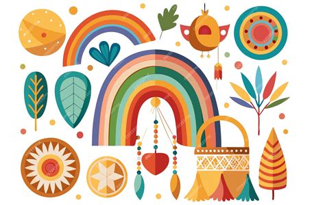 Boho Bohemian Style Rainbow Clipart Boho Chic Boho Art Pastel Rainbow