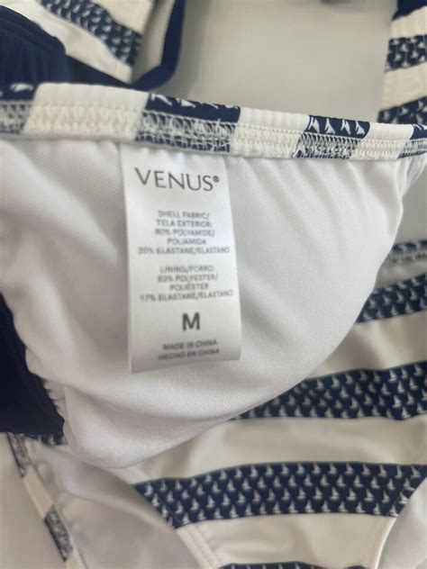 Venus Blue White Boat Nautical Swimsuit Bikini Top Gem