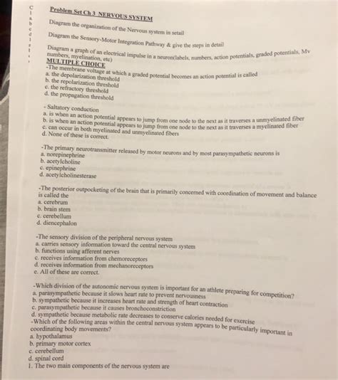 Solved C Problem Set Ch3 NERVOUS SYSTEM Diagram the | Chegg.com