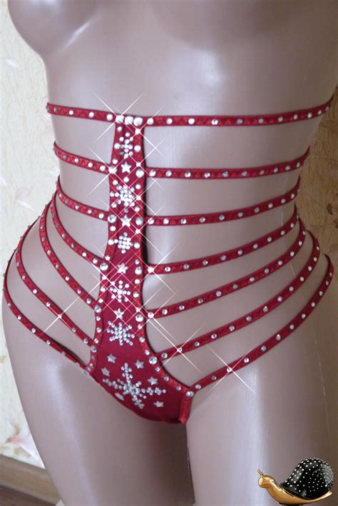 Lingerie Sexy Gift Christmas Panties Rhinestone Lingerie Etsy