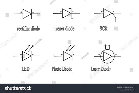 set diode component electronic collection stock vector royalty