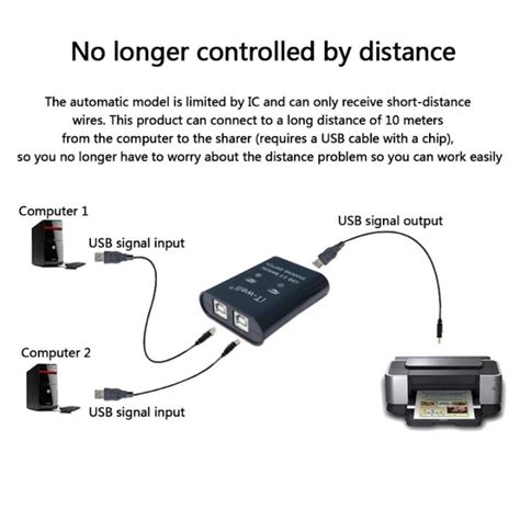 Usb Printer Sharing Device 2 In 1 Out Printer Sharing Switch 2 Port Manual Kvm Switching