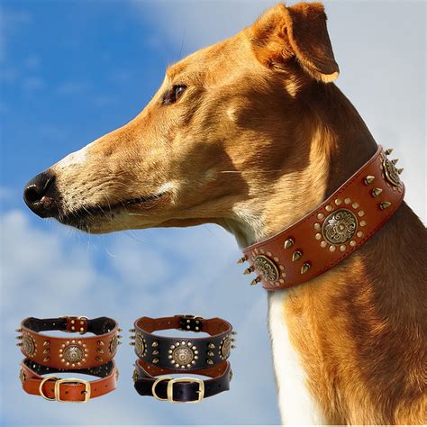 Soft Padded Genuine Leather Heavy Duty Dog Collar For Medium Large Dogs