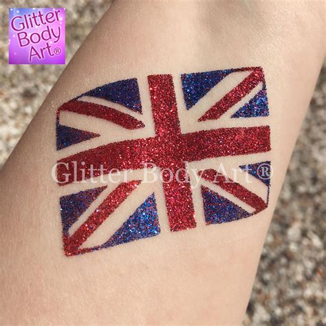 Union Jack Glitter Tattoo Stencil 060 x 25 - Temporary Tattoo Store