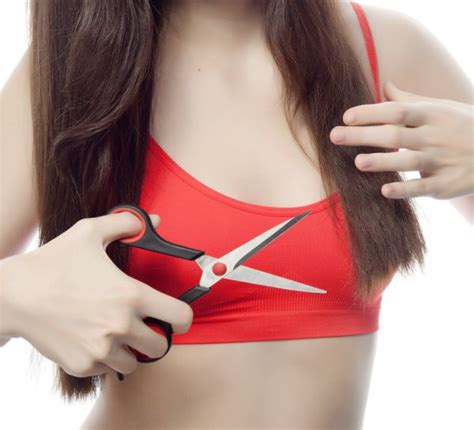 Girl Cutting Bra Girl Taking Off Bra Cutting Her Lingerie With Scissors Stock Photo