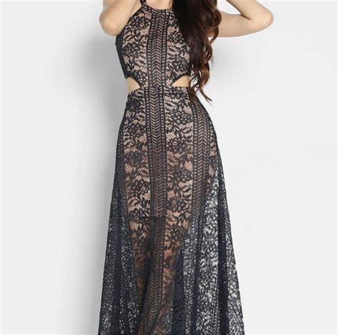 LARA J Raffaela Nude Maxi Dress Black Fesyen Wanita Pakaian Wanita Gaun Rok Di Carousell
